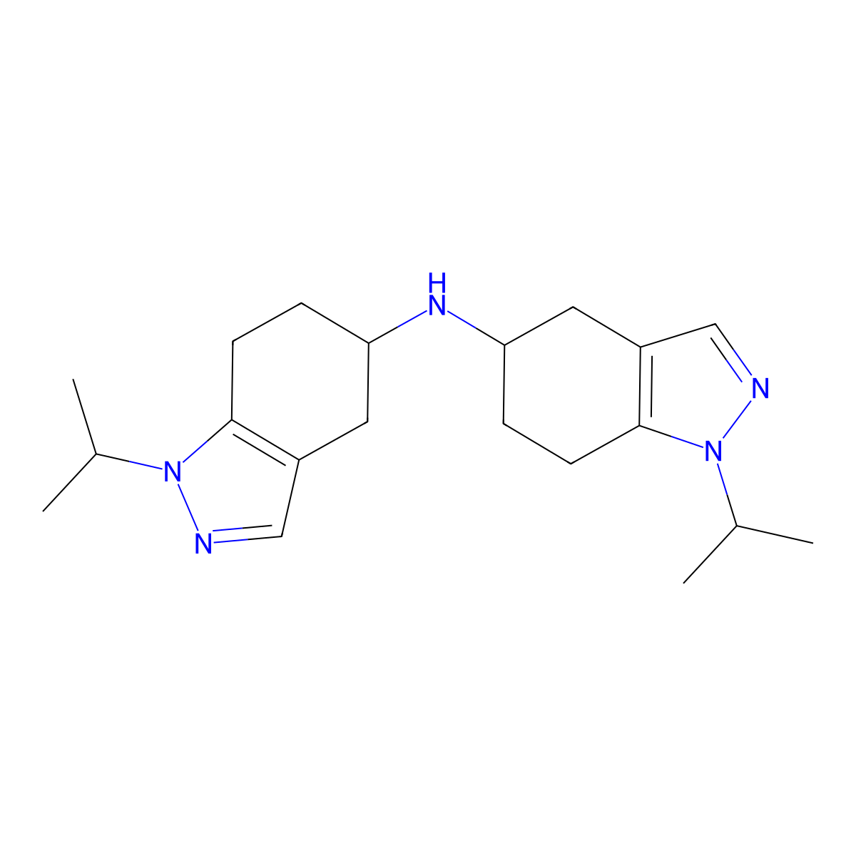 1-(propan-2-yl)-N-[1-(propan-2-yl)-4,5,6,7-tetrahydro-1H-indazol-5-yl]-4,5,6,7-tetrahydro-1H-indazol-5-amine molecular structure, CAS 1334149-31-3