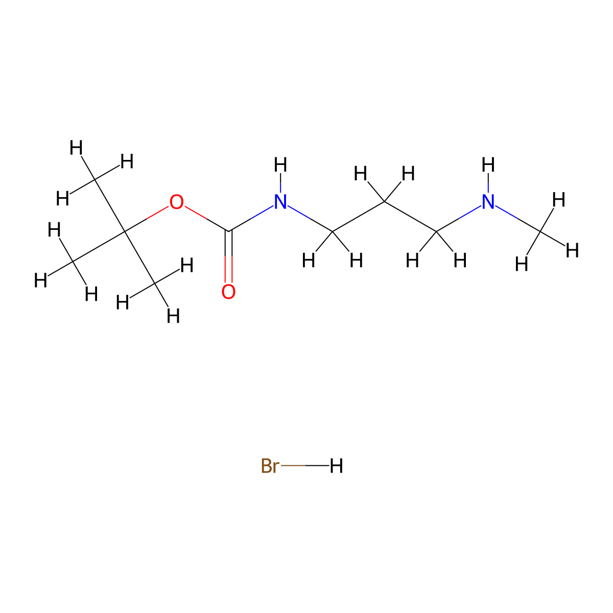 tert-butyl N-[3-(methylamino)propyl]carbamate hydrobromide molecular structure, CAS 1334149-40-4
