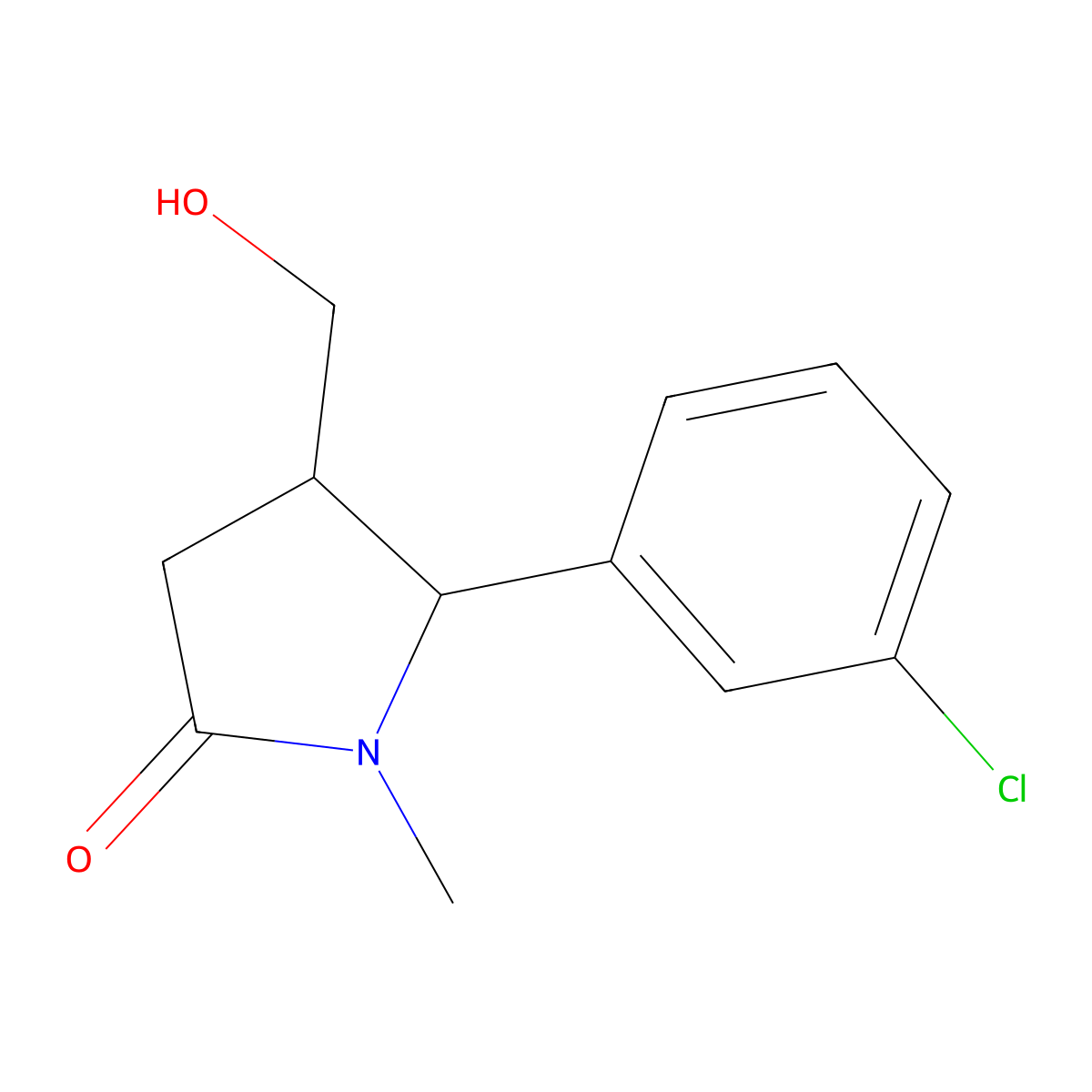 5-(3-Chlorophenyl)-4-(hydroxymethyl)-1-methylpyrrolidin-2-one molecular structure, CAS 1334149-48-2