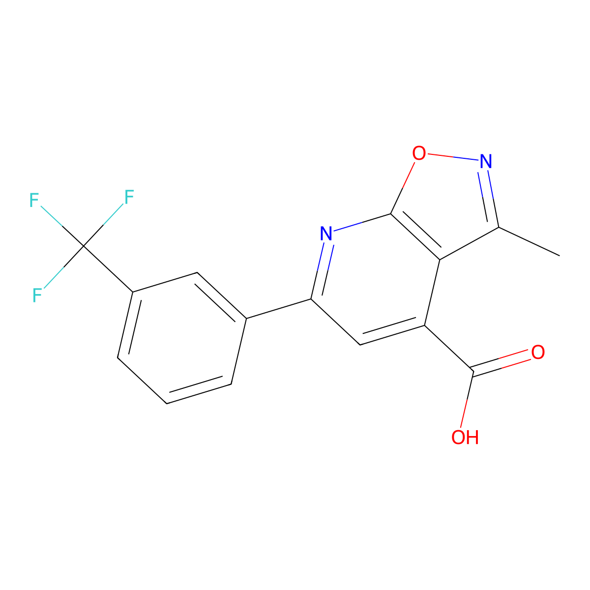 3-Methyl-6-[3-(trifluoromethyl)phenyl]-[1,2]oxazolo[5,4-b]pyridine-4-carboxylic acid molecular structure, CAS 1334149-52-8
