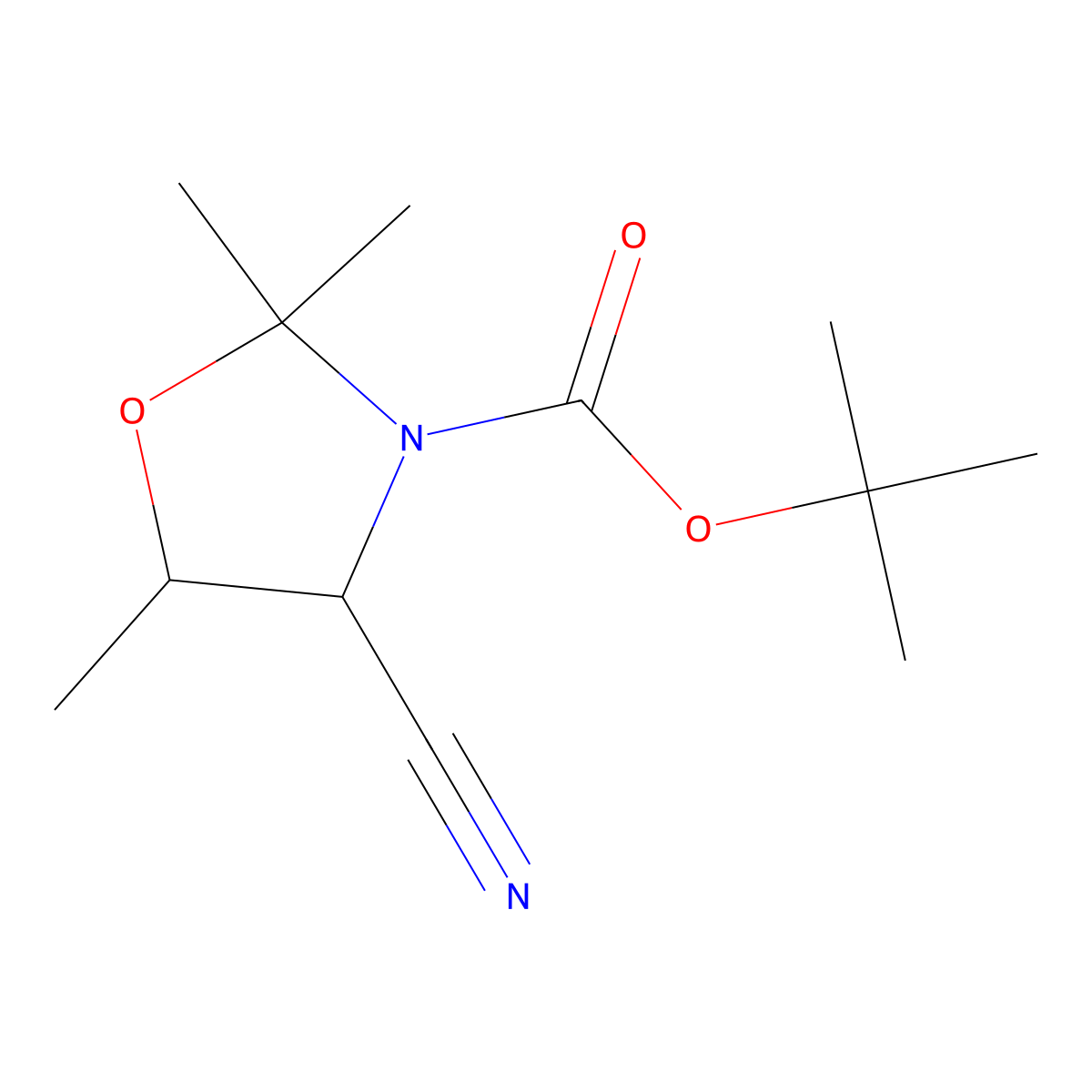 Tert-butyl 4-cyano-2,2,5-trimethyl-1,3-oxazolidine-3-carboxylate molecular structure, CAS 1334149-56-2
