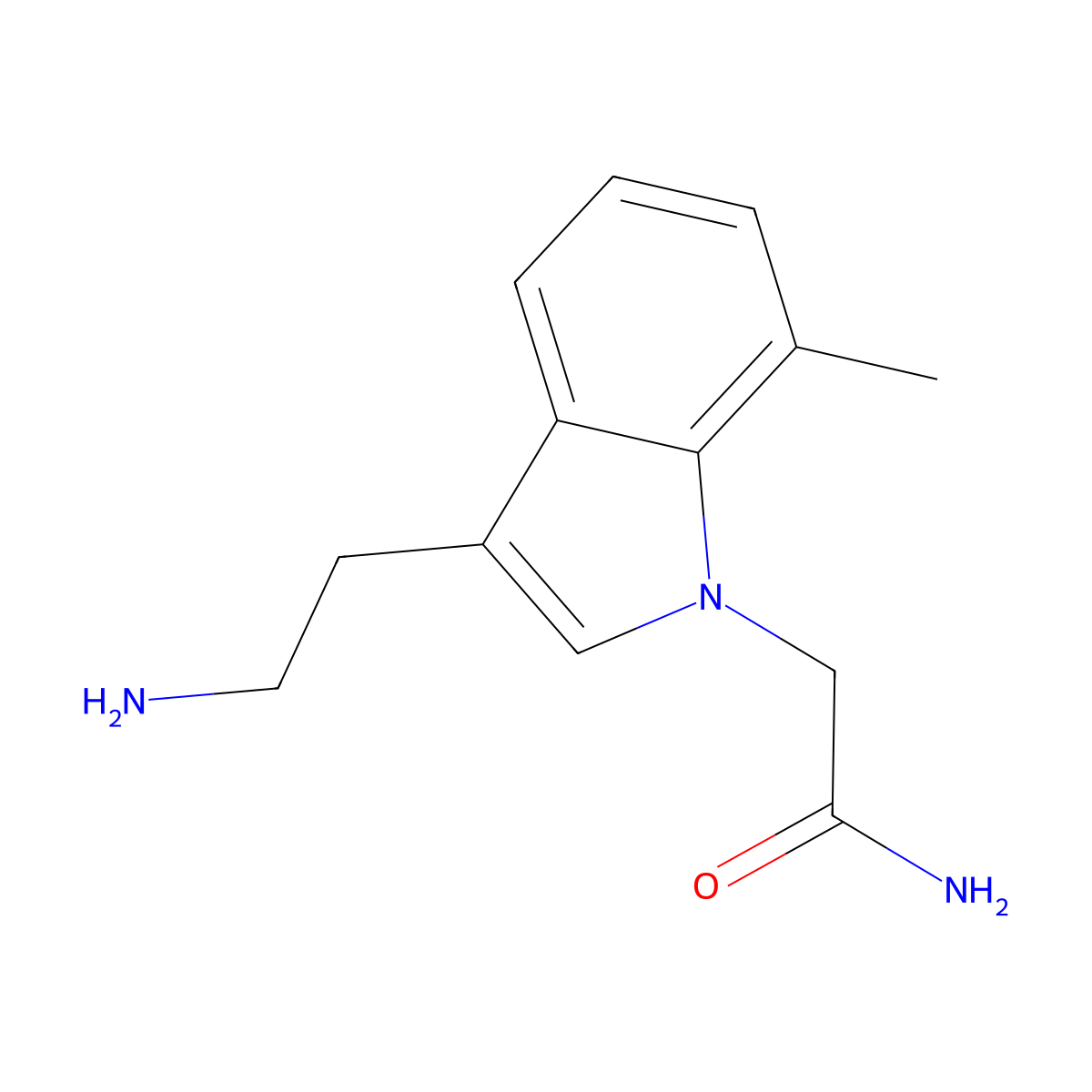 2-[3-(2-aminoethyl)-7-methyl-1H-indol-1-yl]acetamide molecular structure, CAS 1334149-58-4