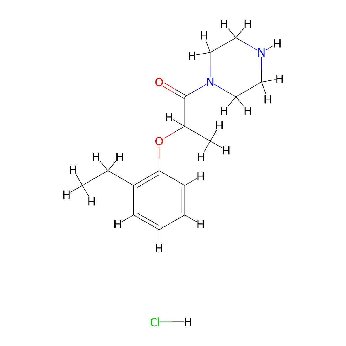 2-(2-Ethylphenoxy)-1-(piperazin-1-yl)propan-1-one hydrochloride molecular structure, CAS 1334149-65-3