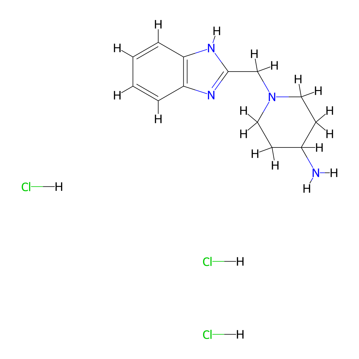 1-(1H-1,3-benzodiazol-2-ylmethyl)piperidin-4-amine trihydrochloride molecular structure, CAS 1334149-66-4