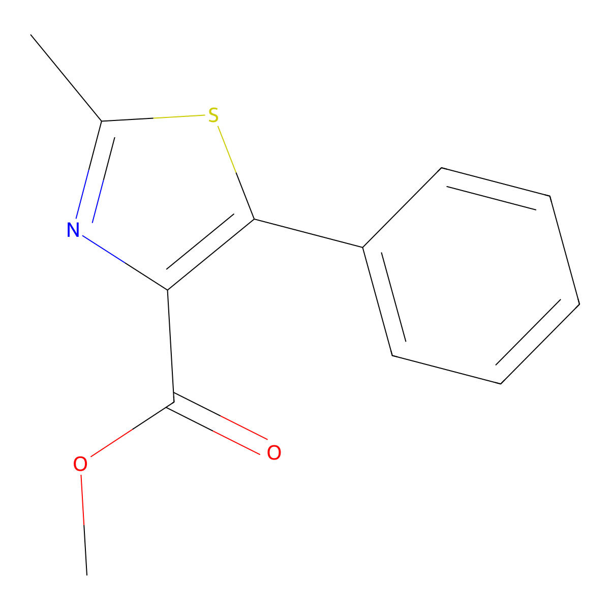 Methyl 2-methyl-5-phenylthiazole-4-carboxylate molecular structure, CAS 133415-15-3