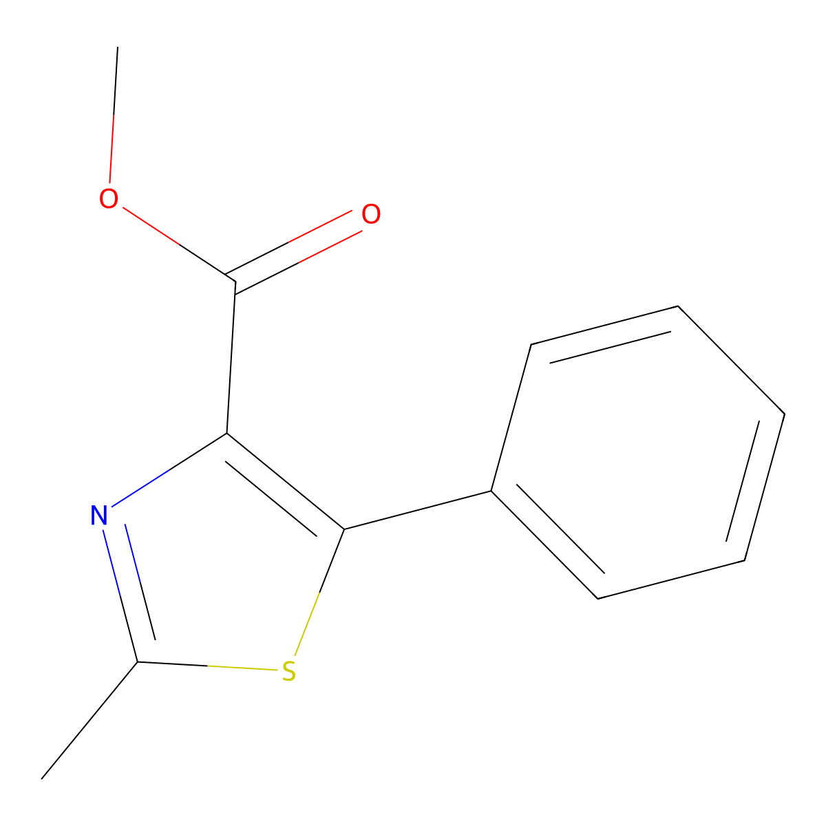 Methyl 2-methyl-5-phenylthiazole-4-carboxylate molecular structure, CAS 133415-15-3