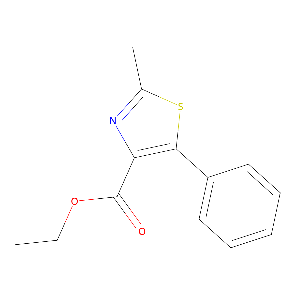 Ethyl 2-methyl-5-phenyl-1,3-thiazole-4-carboxylate molecular structure, CAS 133415-17-5