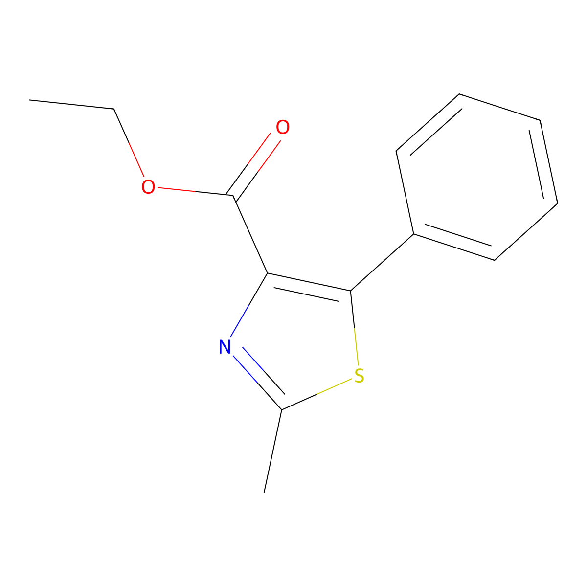 Ethyl 2-methyl-5-phenyl-1,3-thiazole-4-carboxylate molecular structure, CAS 133415-17-5