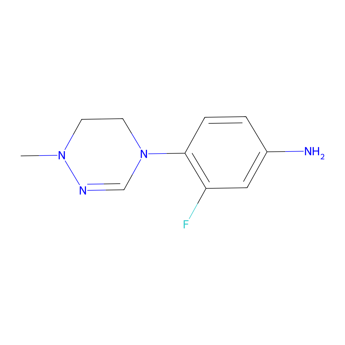 3-Fluoro-4-(1-methyl-5,6-dihydro-1,2,4-triazin-4(1H)-yl)aniline molecular structure, CAS 1334167-69-9