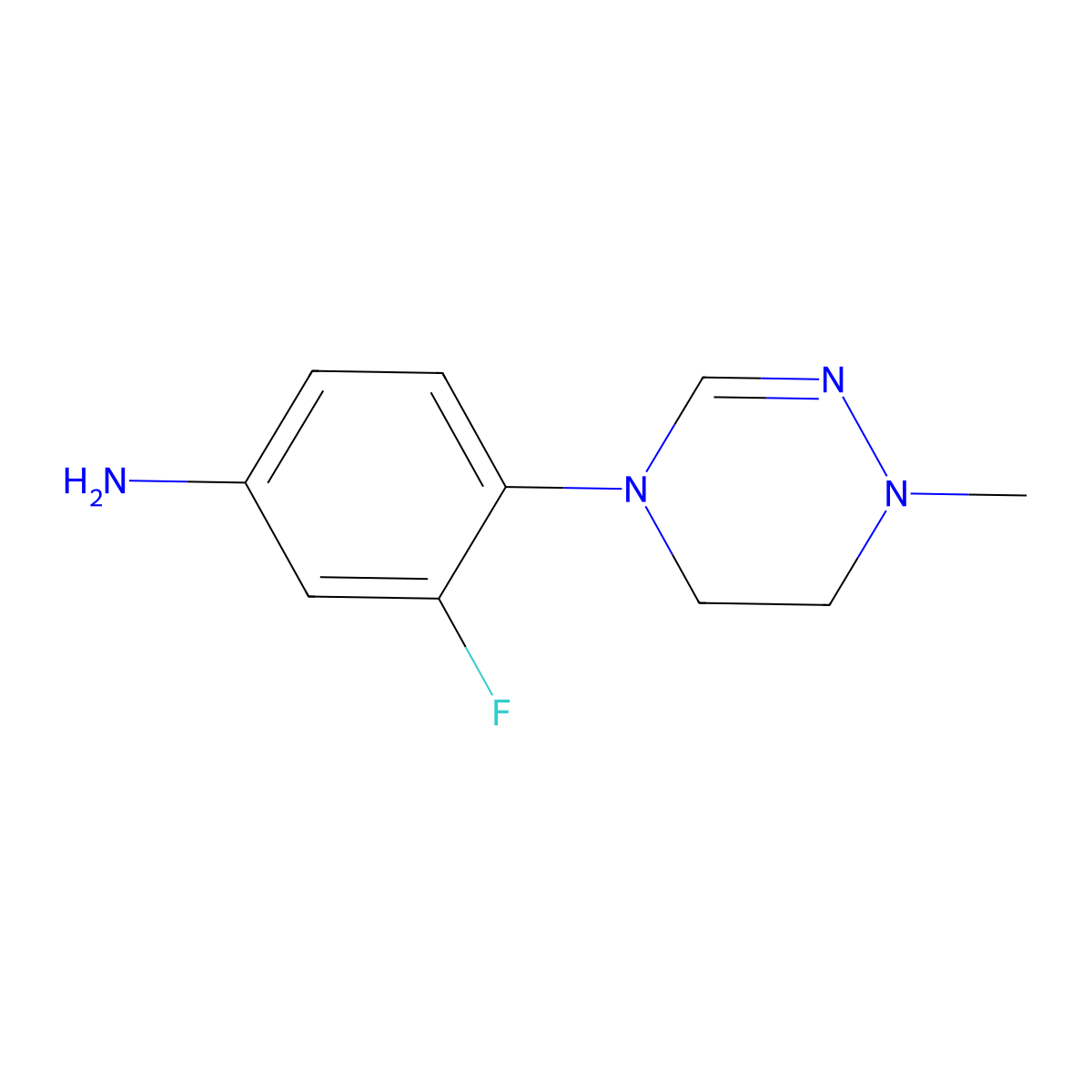 3-Fluoro-4-(1-methyl-5,6-dihydro-1,2,4-triazin-4(1H)-yl)aniline molecular structure, CAS 1334167-69-9