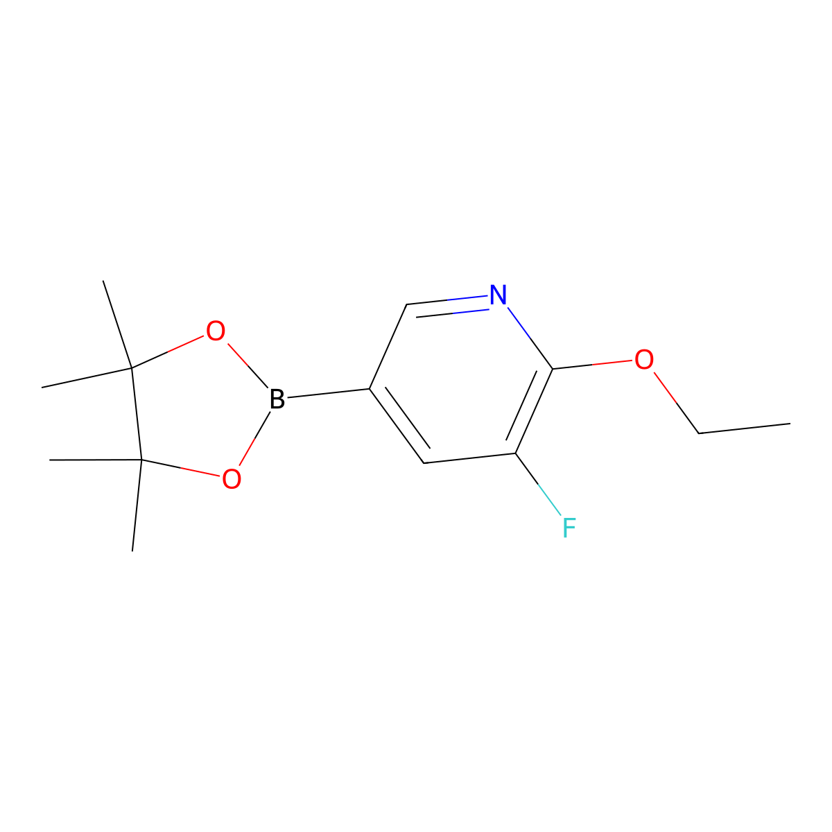 2-Ethoxy-3-fluoro-5-(4,4,5,5-tetramethyl-1,3,2-dioxaborolan-2-yl)pyridine molecular structure, CAS 1334167-86-0