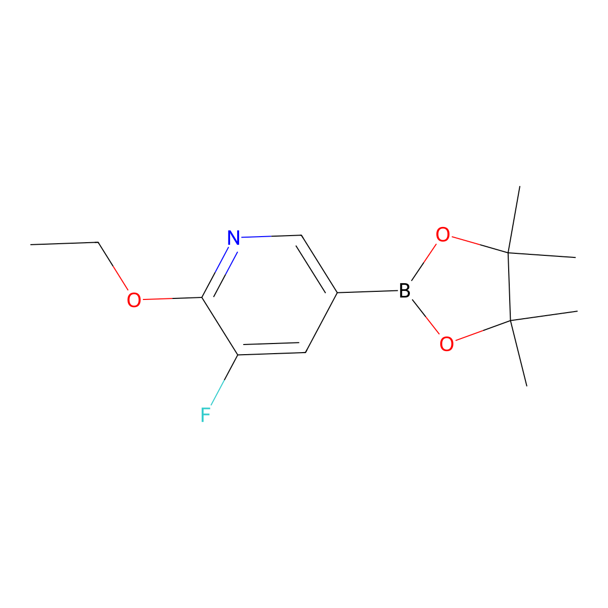 2-Ethoxy-3-fluoro-5-(4,4,5,5-tetramethyl-1,3,2-dioxaborolan-2-yl)pyridine molecular structure, CAS 1334167-86-0