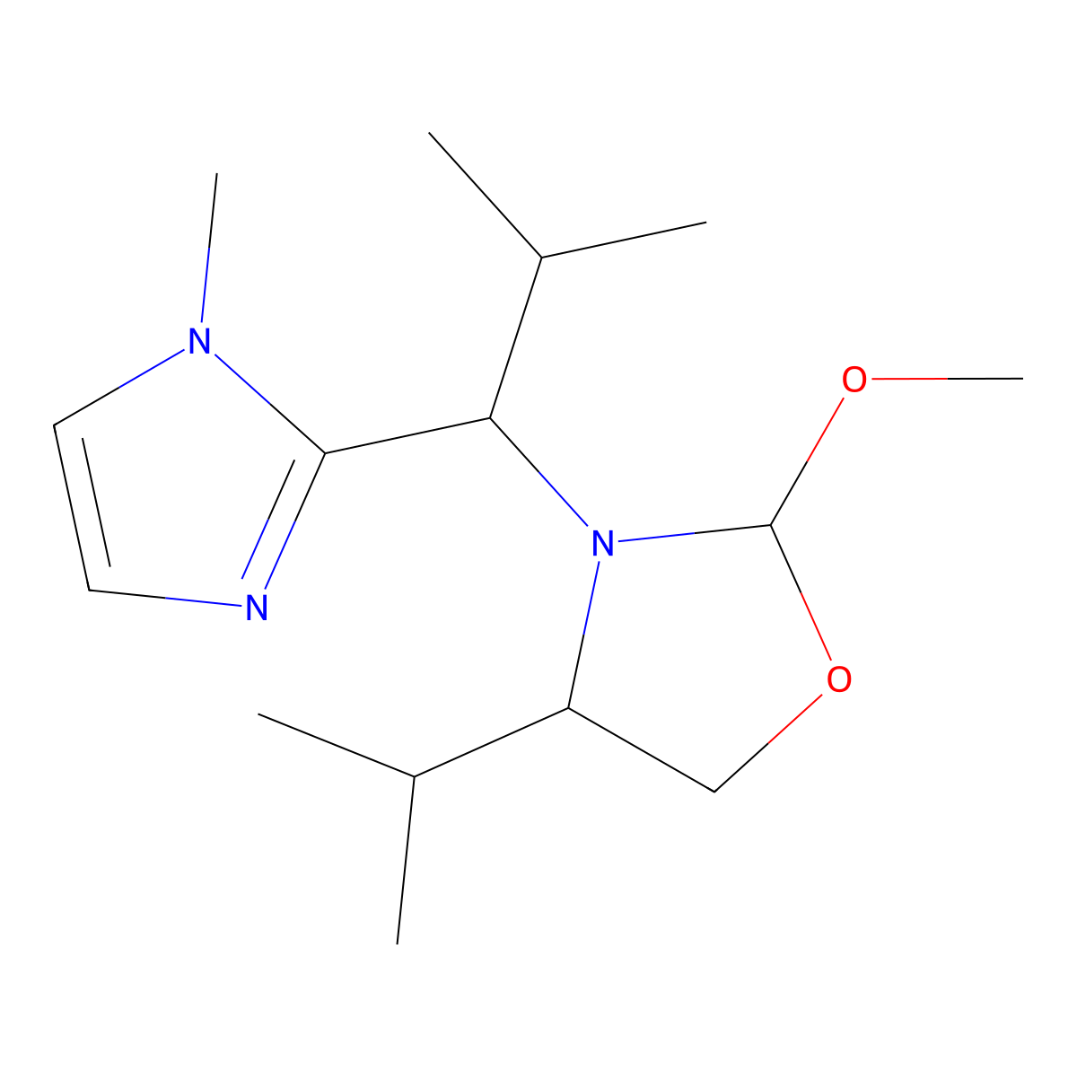 (2R,4S)-4-Isopropyl-2-methoxy-3-((R)-2-methyl-1-(1-methyl-1H-imidazol-2-yl)propyl)oxazolidine molecular structure, CAS 1334170-82-9