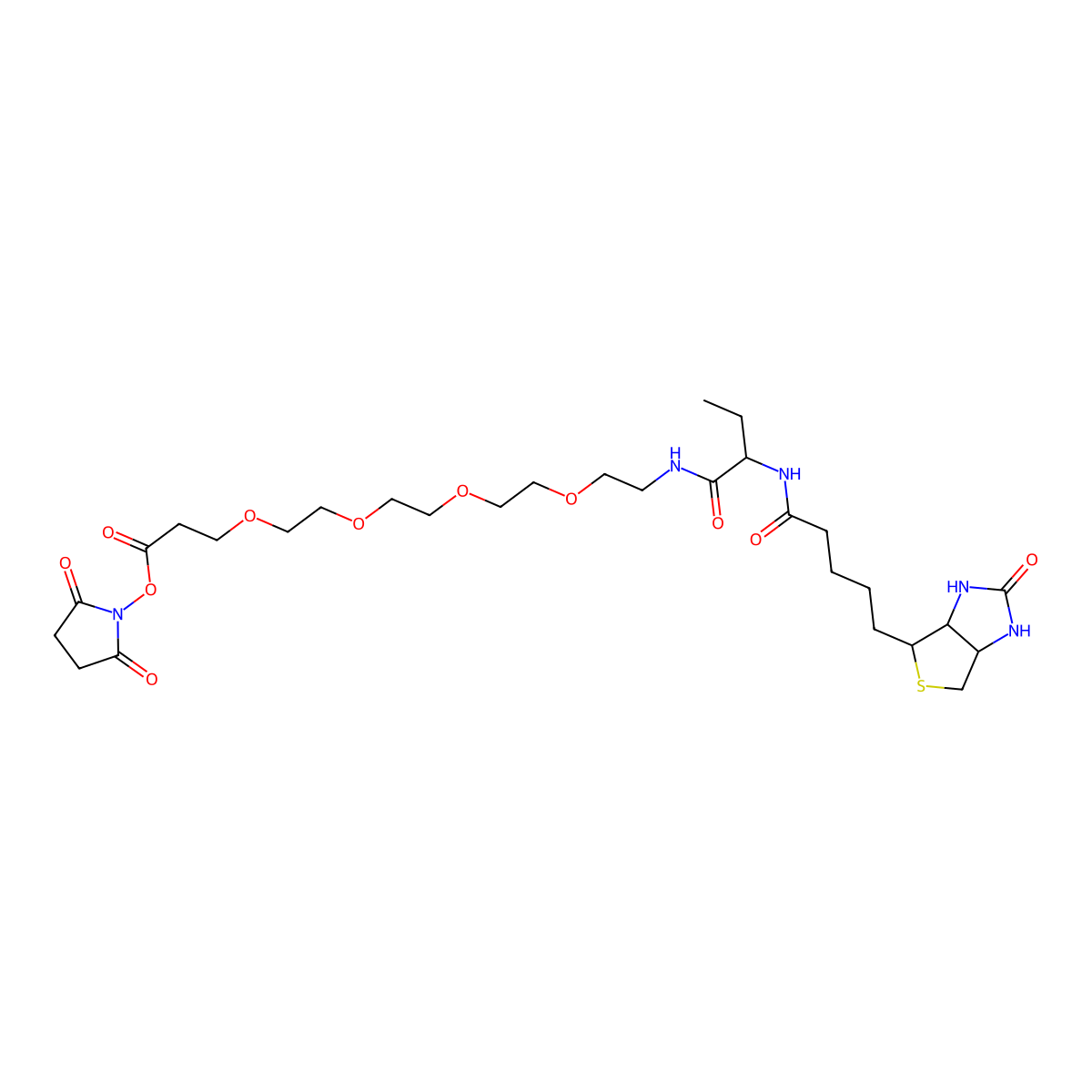 NHS-PEG4-biotinidase resistant biotin molecular structure, CAS 1334172-61-0