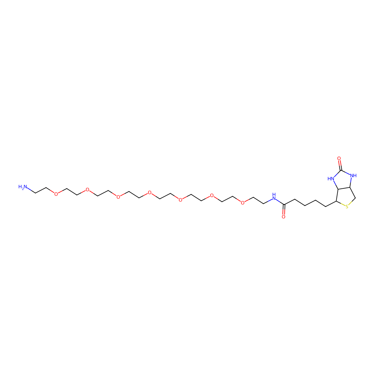 Biotin-PEG7-Amine molecular structure, CAS 1334172-76-7