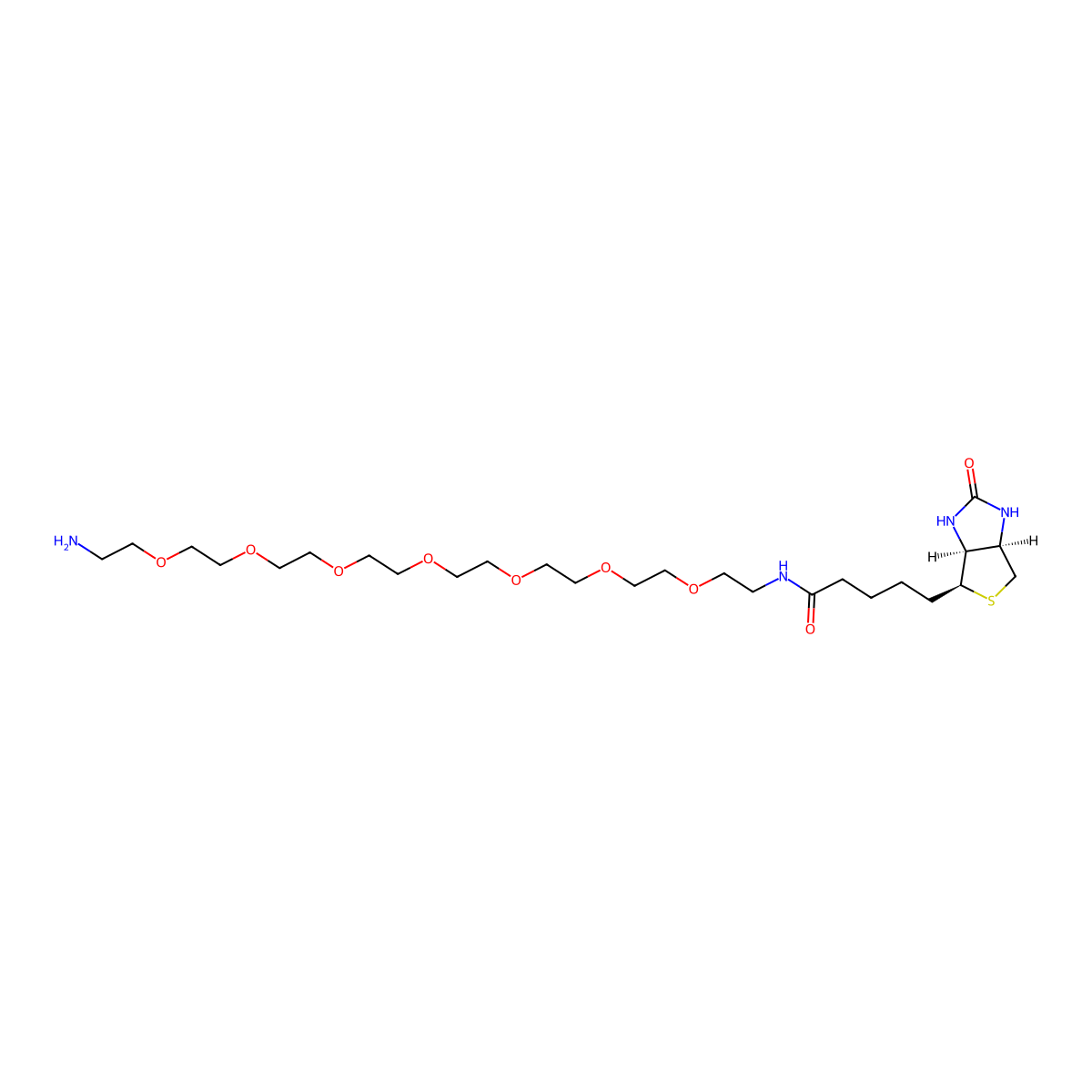 Biotin-PEG7-Amine molecular structure, CAS 1334172-76-7