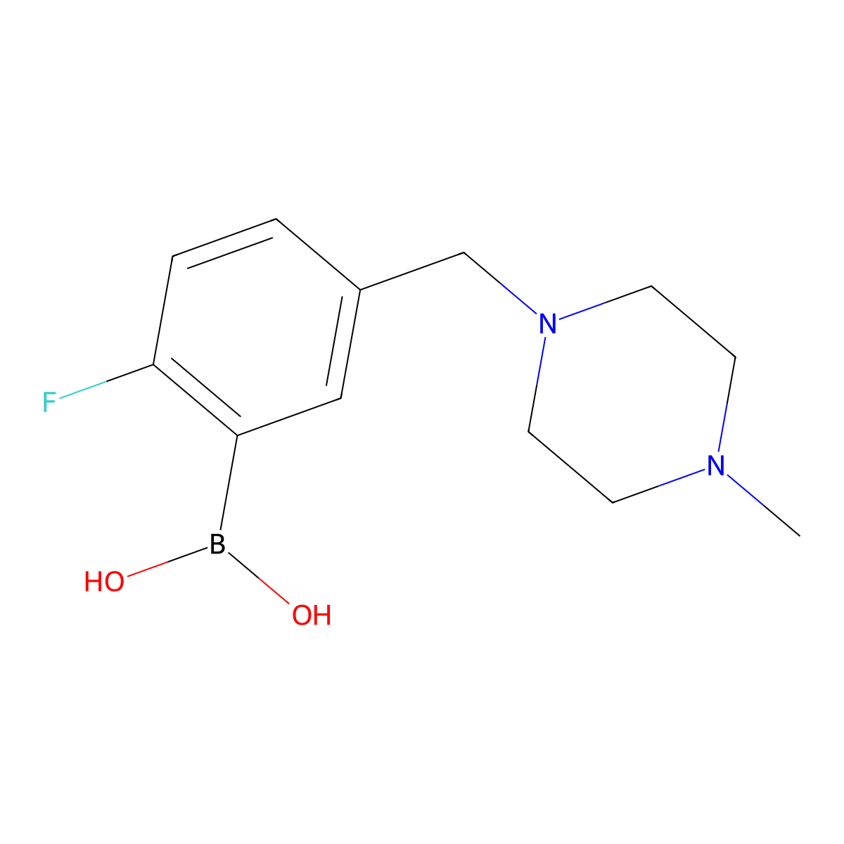 (2-Fluoro-5-((4-methylpiperazin-1-yl)methyl)phenyl)boronic acid molecular structure, CAS 1334173-43-1