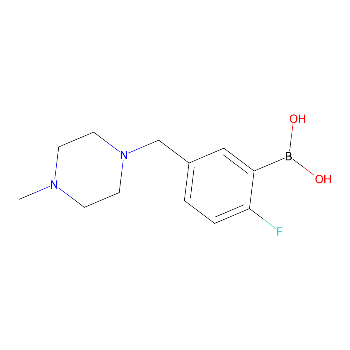 (2-Fluoro-5-((4-methylpiperazin-1-yl)methyl)phenyl)boronic acid molecular structure, CAS 1334173-43-1