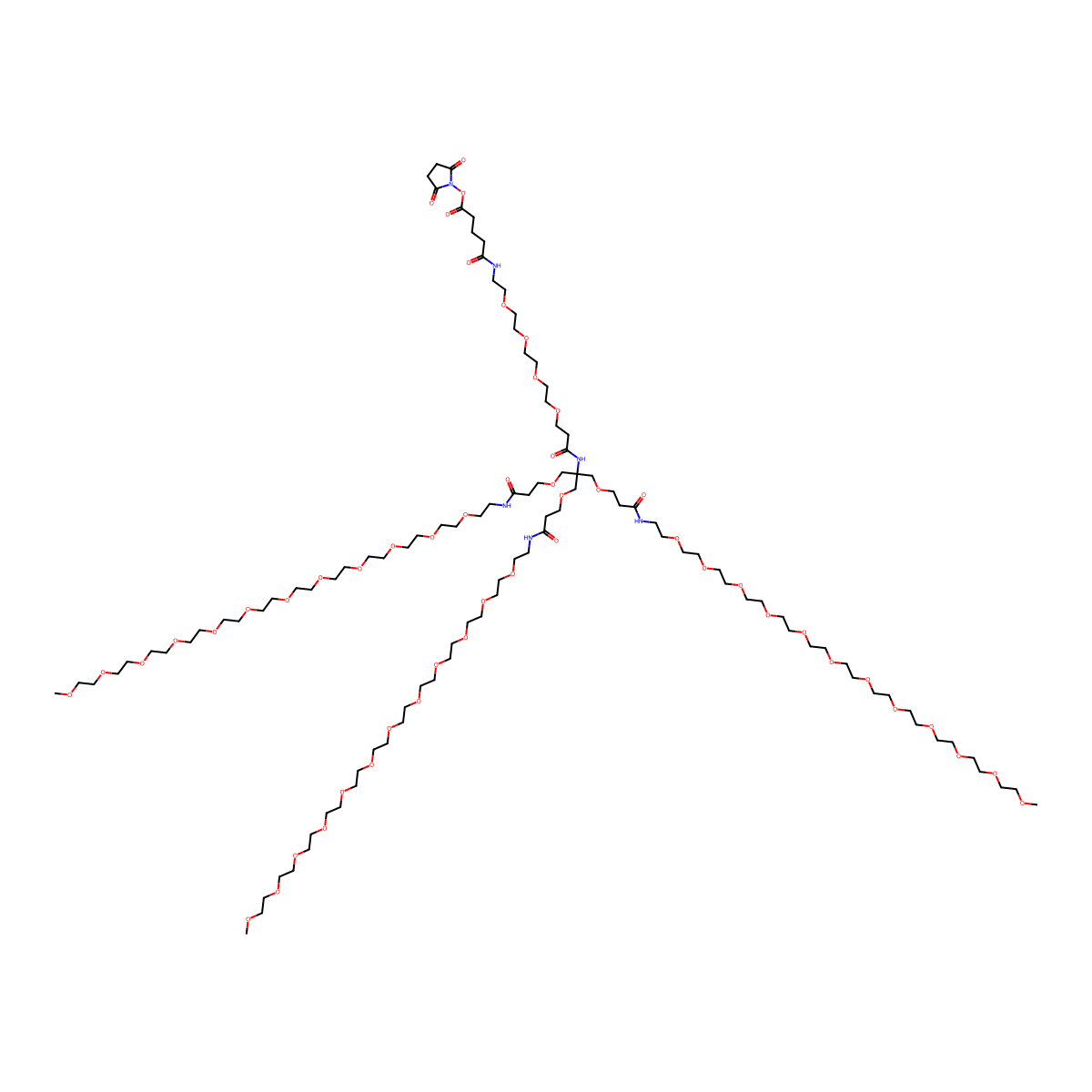 NHS-PEG4-(m-PEG12)3-ester molecular structure, CAS 1334178-03-8