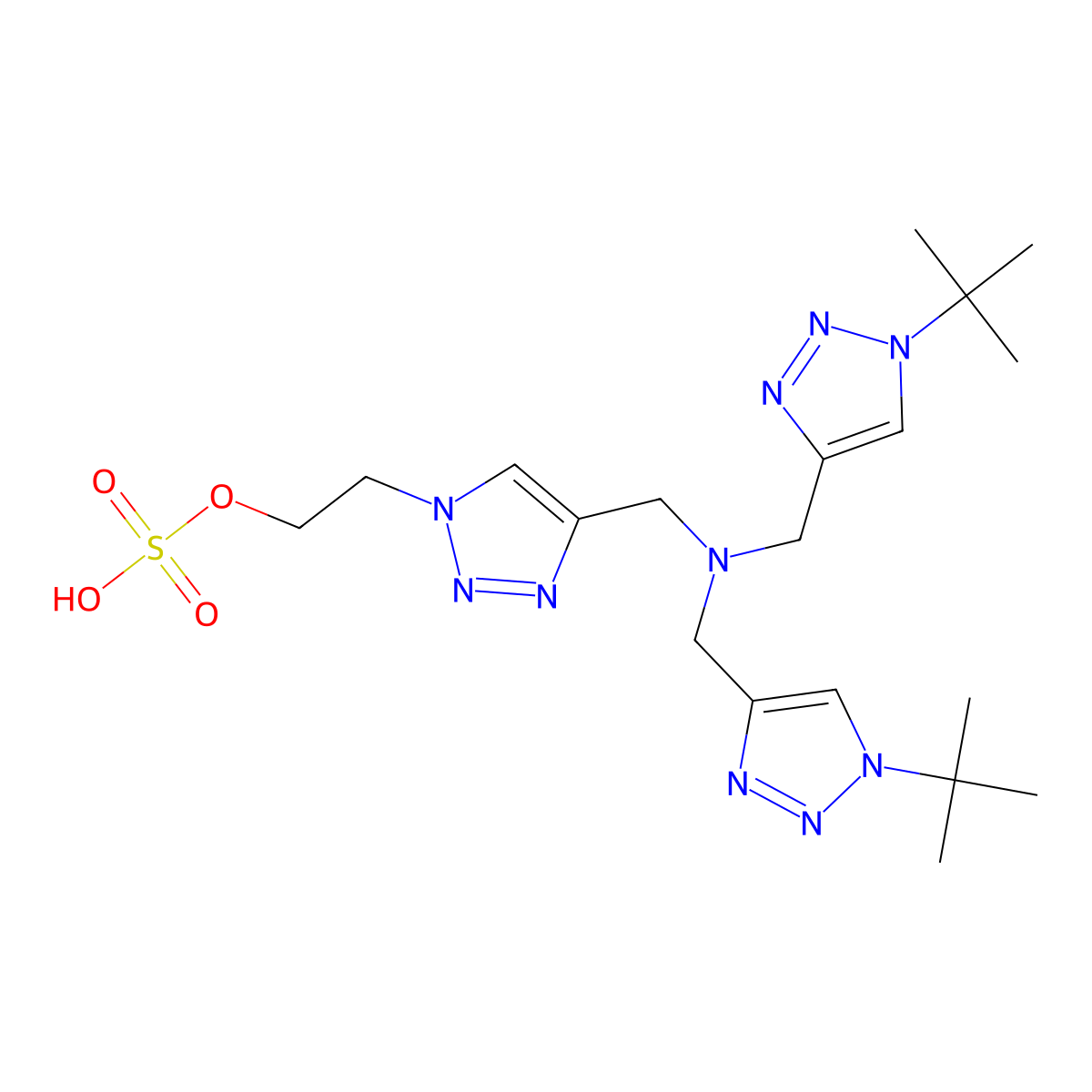 1H-1,2,3-Triazole-1-ethanol, 4-((bis((1-(1,1-dimethylethyl)-1H-1,2,3-triazol-4-yl)methyl)amino)methyl)-, 1-(hydrogen sulfate) molecular structure, CAS 1334179-86-0