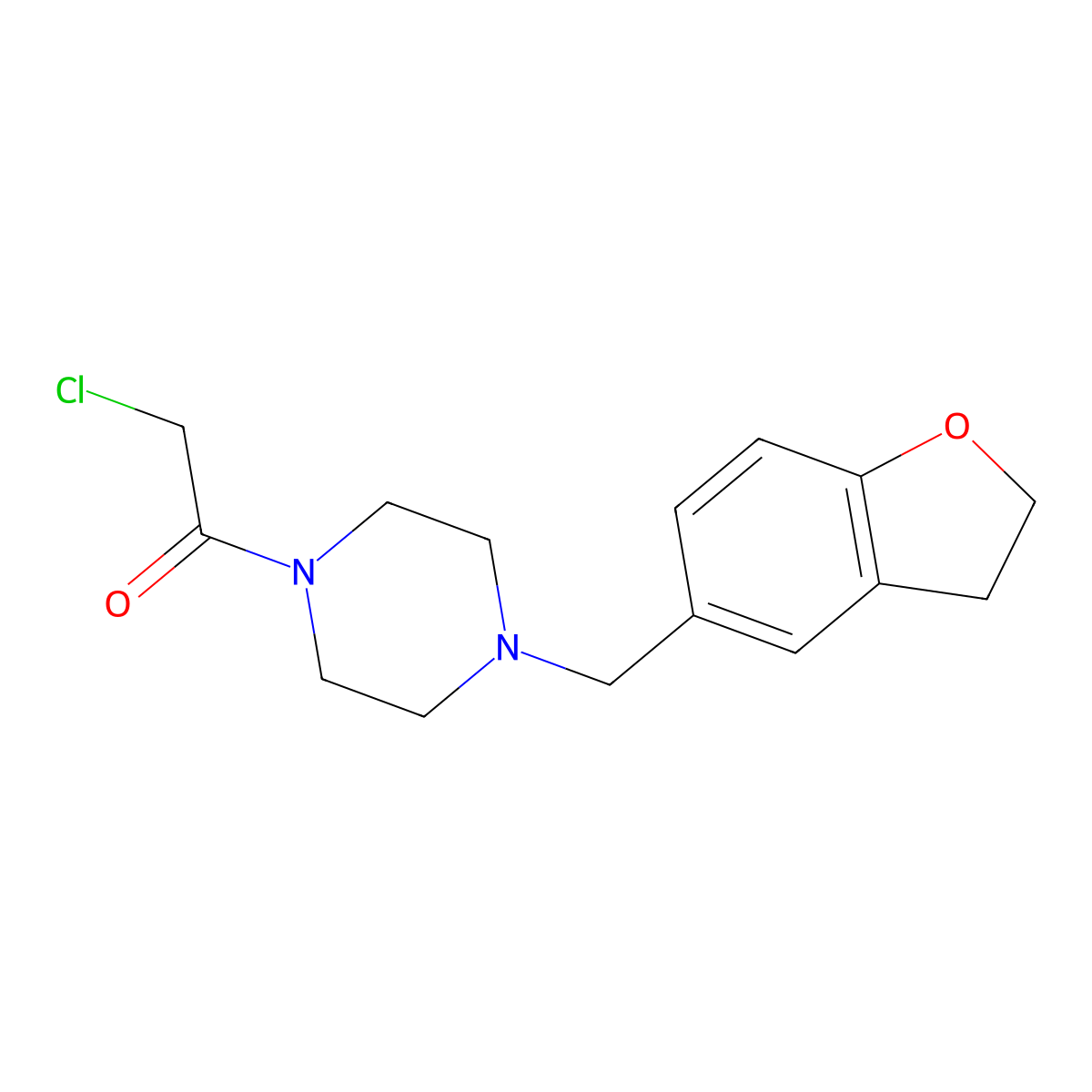 2-Chloro-1-(4-((2,3-dihydrobenzofuran-5-yl)methyl)piperazin-1-yl)ethan-1-one molecular structure, CAS 1334203-58-5