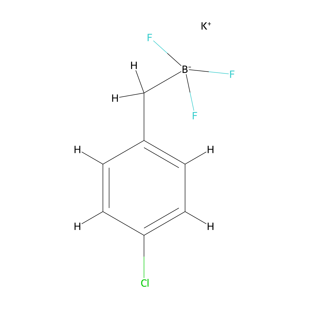 Potassium ((4-chlorophenyl)methyl)trifluoroboranuide molecular structure, CAS 1334209-42-5