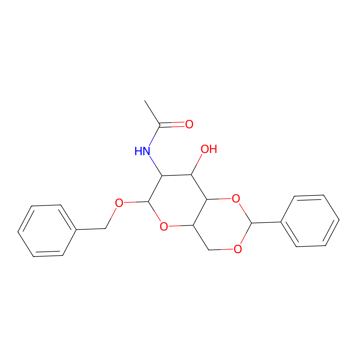 N-((4aR,6S,7R,8R,8aS)-6-(Benzyloxy)-8-hydroxy-2-phenylhexahydropyrano[3,2-d][1,3]dioxin-7-yl)acetamide molecular structure, CAS 13343-63-0