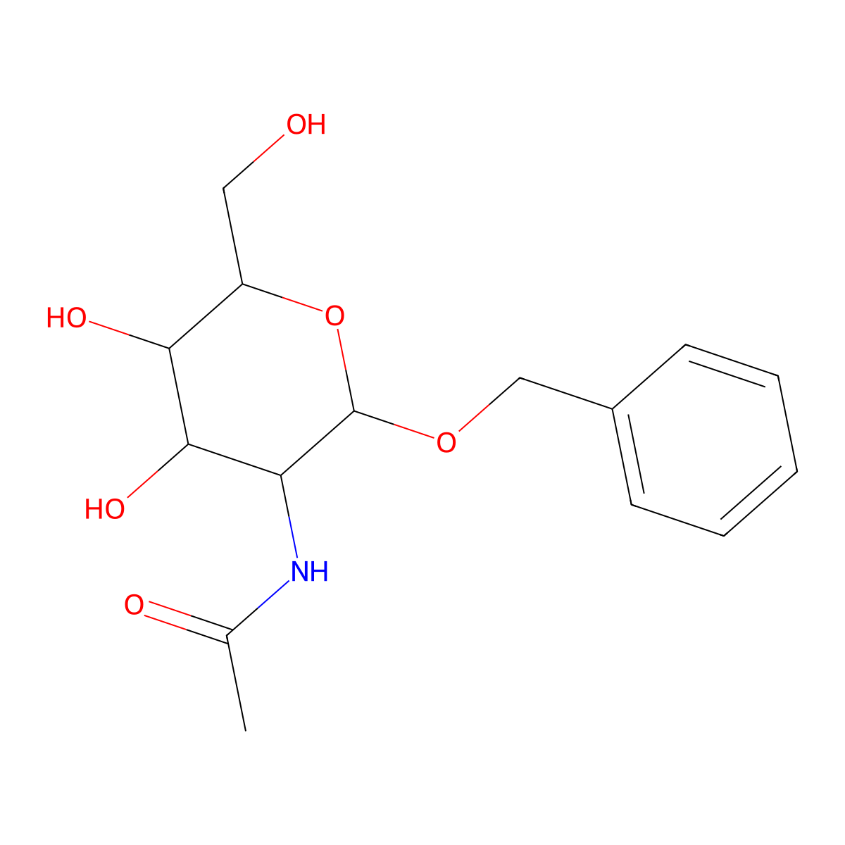 Benzyl 2-Acetamido-2-deoxy-beta-D-glucopyranoside molecular structure, CAS 13343-67-4