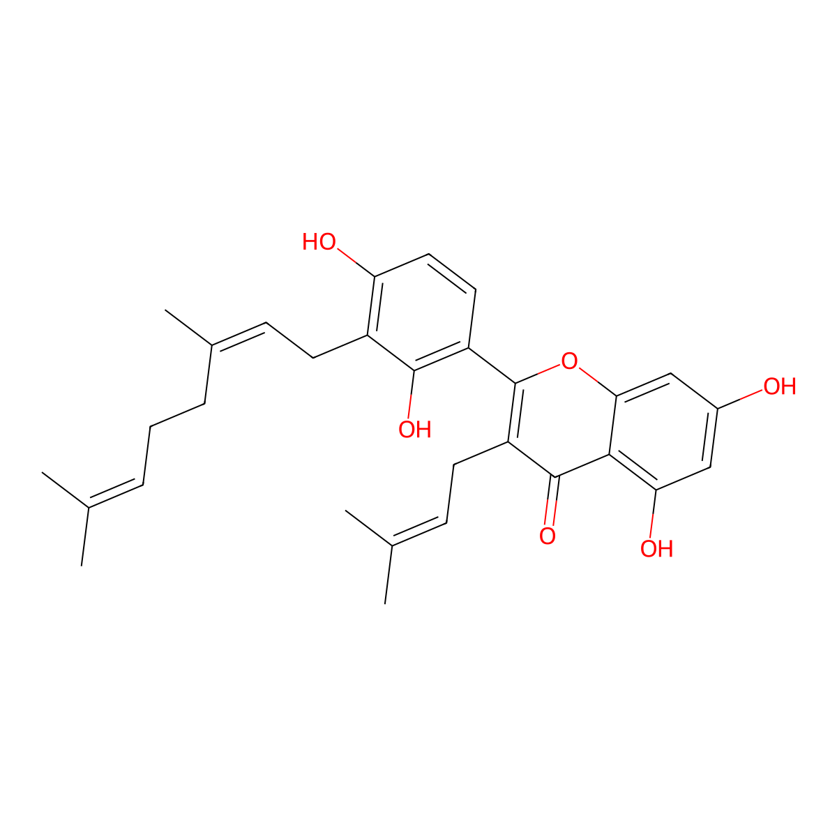 3'-Geranyl-3-prenyl-2',4',5,7-tetrahydroxyflavone molecular structure, CAS 1334309-44-2