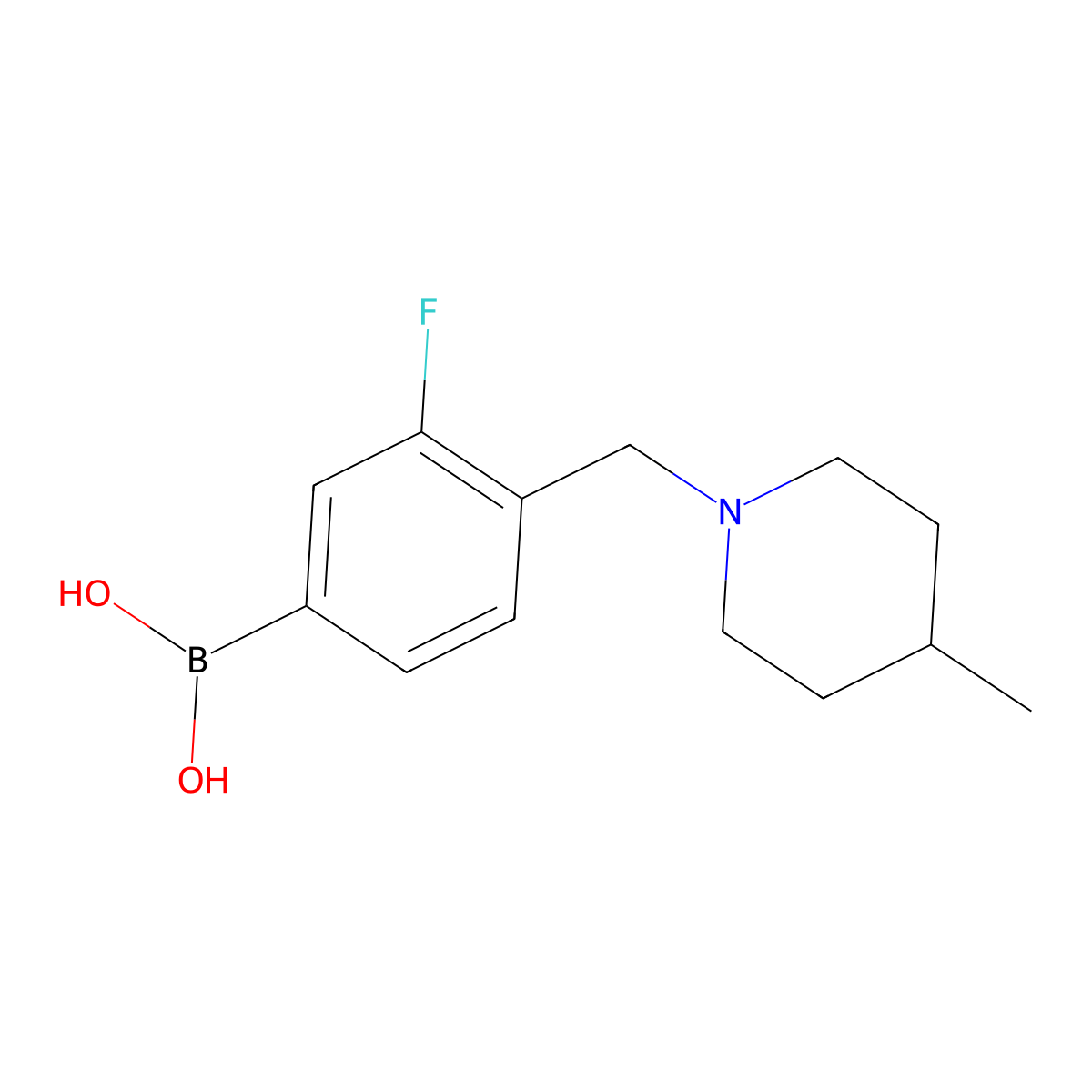 3-Fluoro-4-((4-methylpiperidin-1-yl)methyl)phenylboronic acid molecular structure, CAS 1334321-25-3