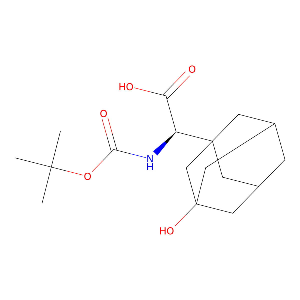 (2R)-2-((tert-Butoxycarbonyl)amino)-2-(3-hydroxyadamantan-1-yl)acetic acid molecular structure, CAS 1334321-39-9