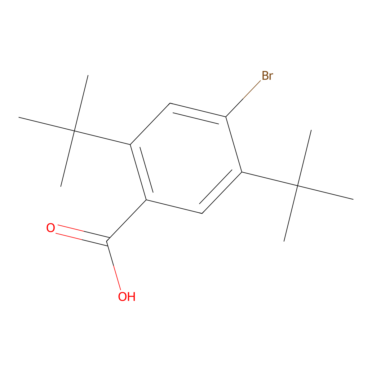 4-Bromo-2,5-ditert-butylbenzoic acid molecular structure, CAS 1334341-29-5