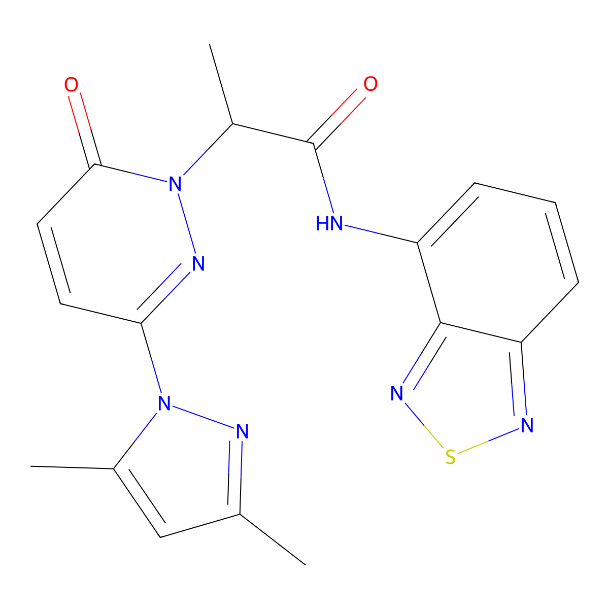 N-(benzo[c][1,2,5]thiadiazol-4-yl)-2-(3-(3,5-dimethyl-1H-pyrazol-1-yl)-6-oxopyridazin-1(6H)-yl)propanamide molecular structure, CAS 1334368-54-5