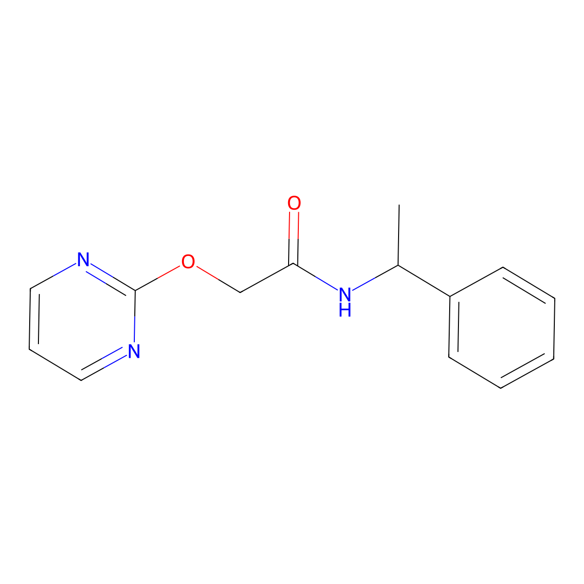 N-(1-phenylethyl)-2-(pyrimidin-2-yloxy)acetamide molecular structure, CAS 1334368-62-5
