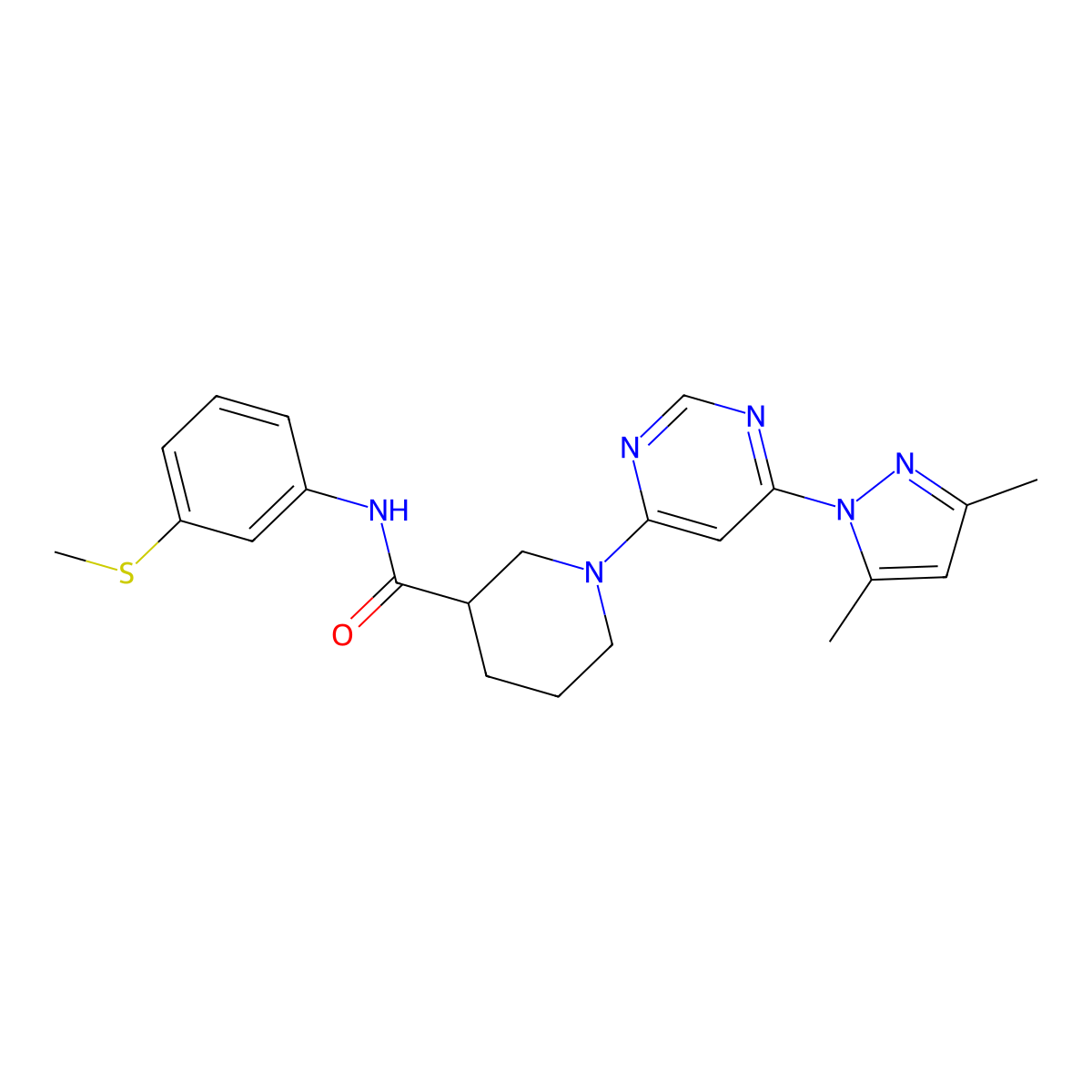 1-(6-(3,5-dimethyl-1H-pyrazol-1-yl)pyrimidin-4-yl)-N-(3-(methylthio)phenyl)piperidine-3-carboxamide molecular structure, CAS 1334368-65-8
