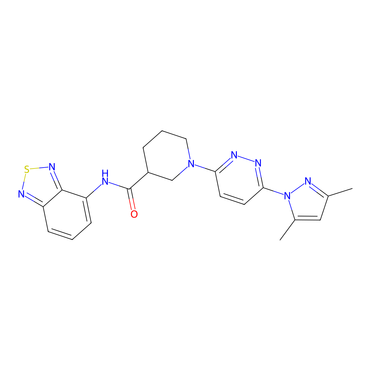 N-(benzo[c][1,2,5]thiadiazol-4-yl)-1-(6-(3,5-dimethyl-1H-pyrazol-1-yl)pyridazin-3-yl)piperidine-3-carboxamide molecular structure, CAS 1334368-68-1