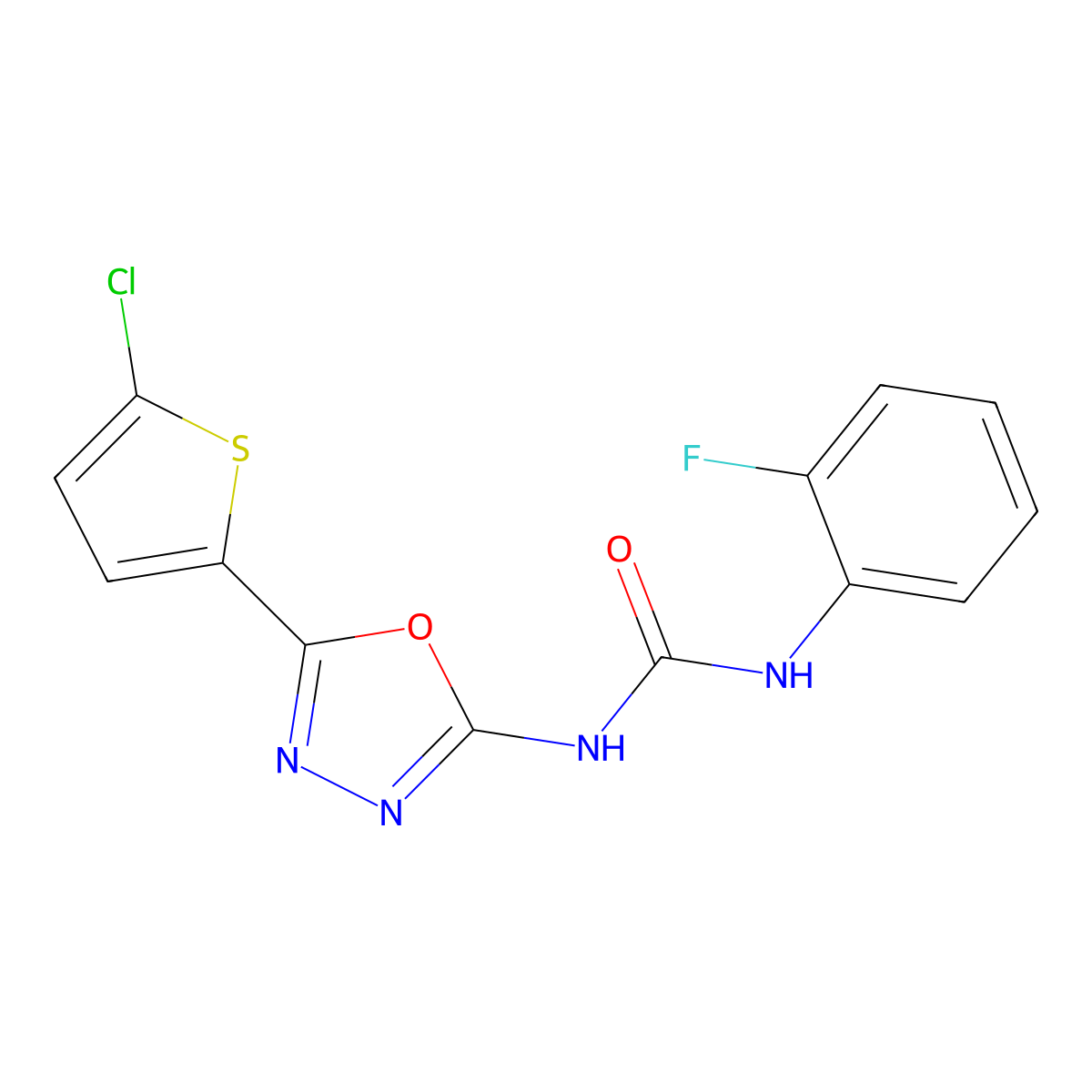 1-(5-(5-Chlorothiophen-2-yl)-1,3,4-oxadiazol-2-yl)-3-(2-fluorophenyl)urea molecular structure, CAS 1334368-72-7