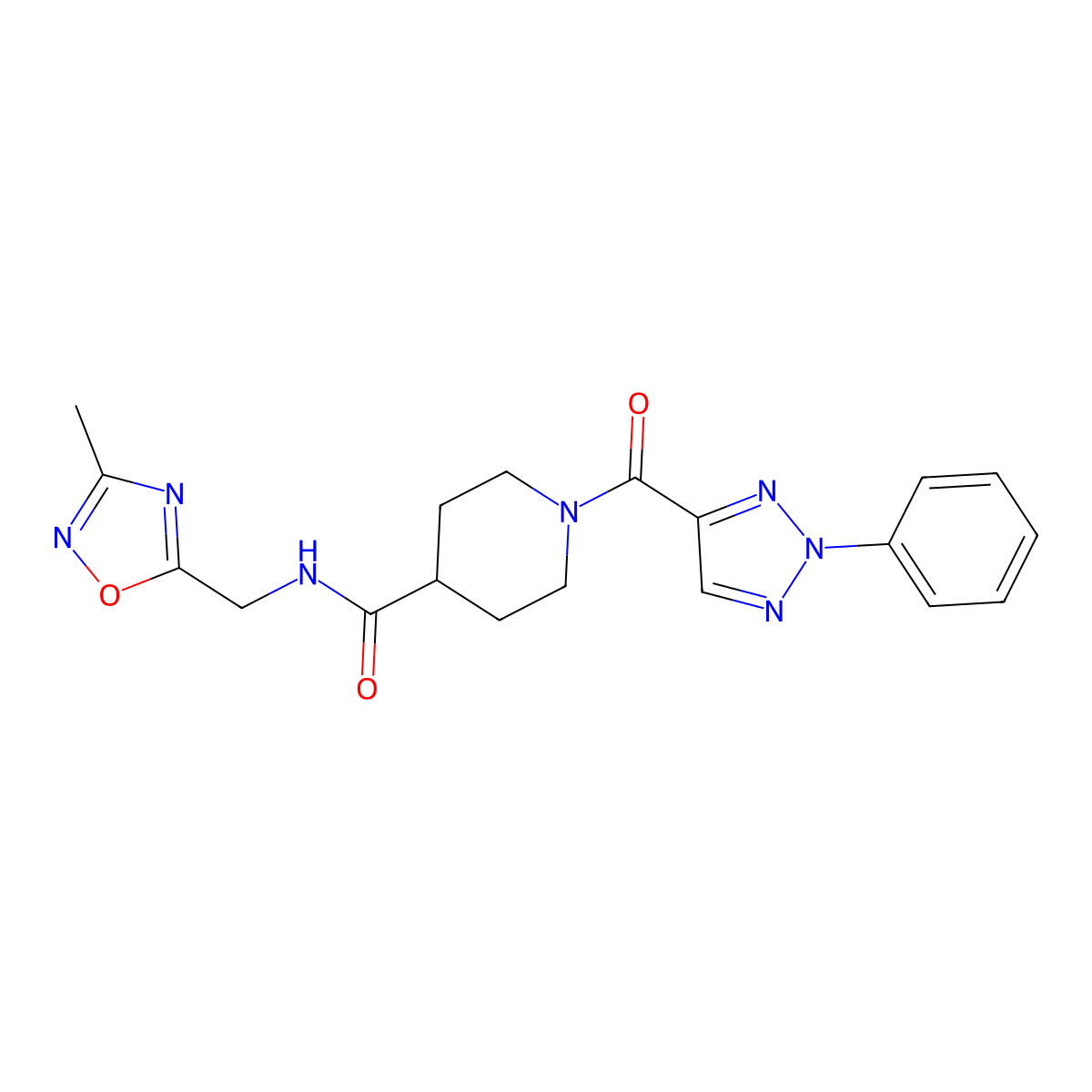 N-((3-methyl-1,2,4-oxadiazol-5-yl)methyl)-1-(2-phenyl-2H-1,2,3-triazole-4-carbonyl)piperidine-4-carboxamide molecular structure, CAS 1334368-79-4