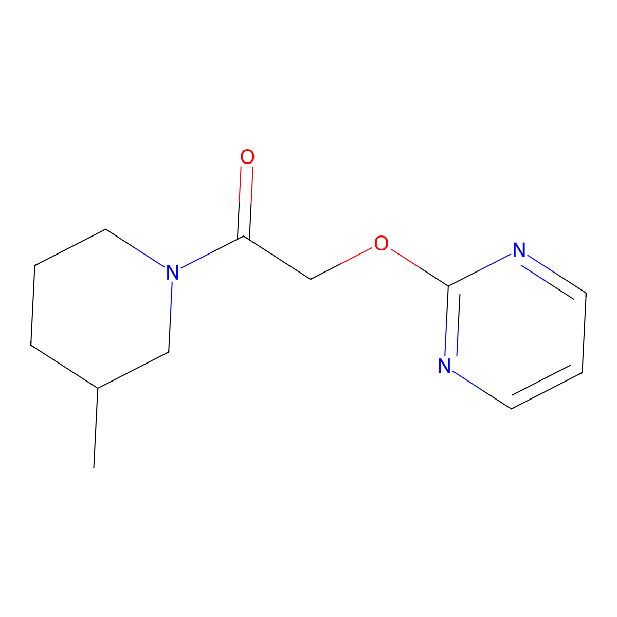 1-(3-Methylpiperidin-1-yl)-2-(pyrimidin-2-yloxy)ethan-1-one molecular structure, CAS 1334368-86-3