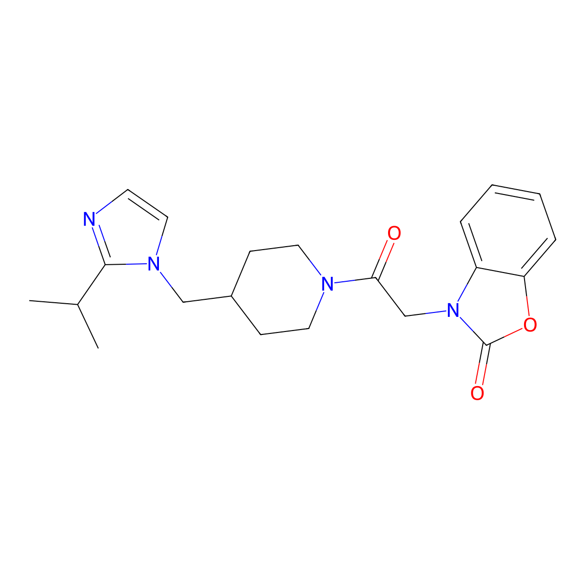 3-(2-(4-((2-isopropyl-1H-imidazol-1-yl)methyl)piperidin-1-yl)-2-oxoethyl)benzo[d]oxazol-2(3H)-one molecular structure, CAS 1334368-87-4