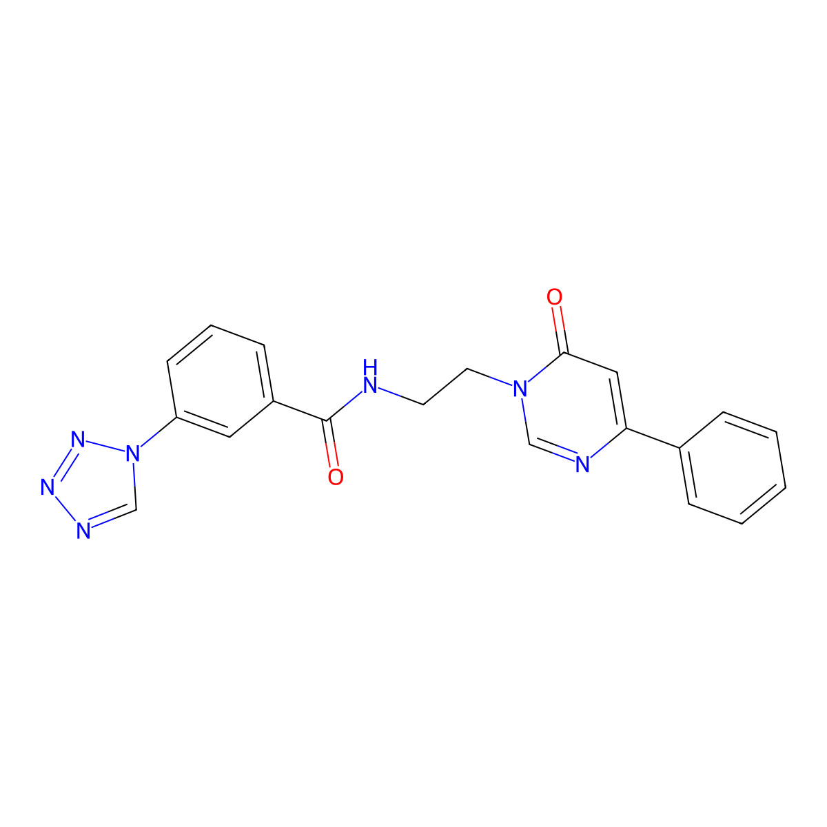 N-[2-(6-oxo-4-phenyl-1,6-dihydropyrimidin-1-yl)ethyl]-3-(1H-1,2,3,4-tetrazol-1-yl)benzamide molecular structure, CAS 1334369-15-1