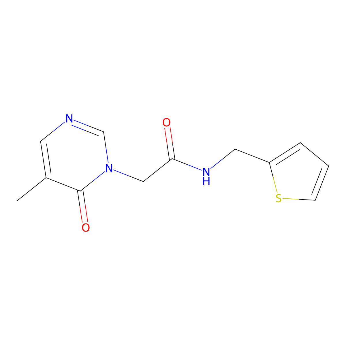 2-(5-methyl-6-oxopyrimidin-1(6H)-yl)-N-(thiophen-2-ylmethyl)acetamide molecular structure, CAS 1334369-21-9