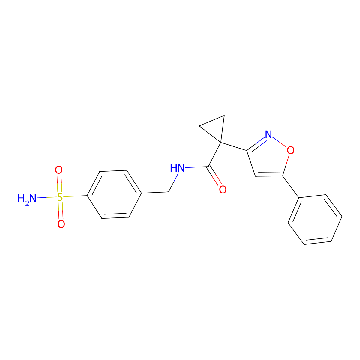 1-(5-phenylisoxazol-3-yl)-N-(4-sulfamoylbenzyl)cyclopropanecarboxamide molecular structure, CAS 1334369-26-4