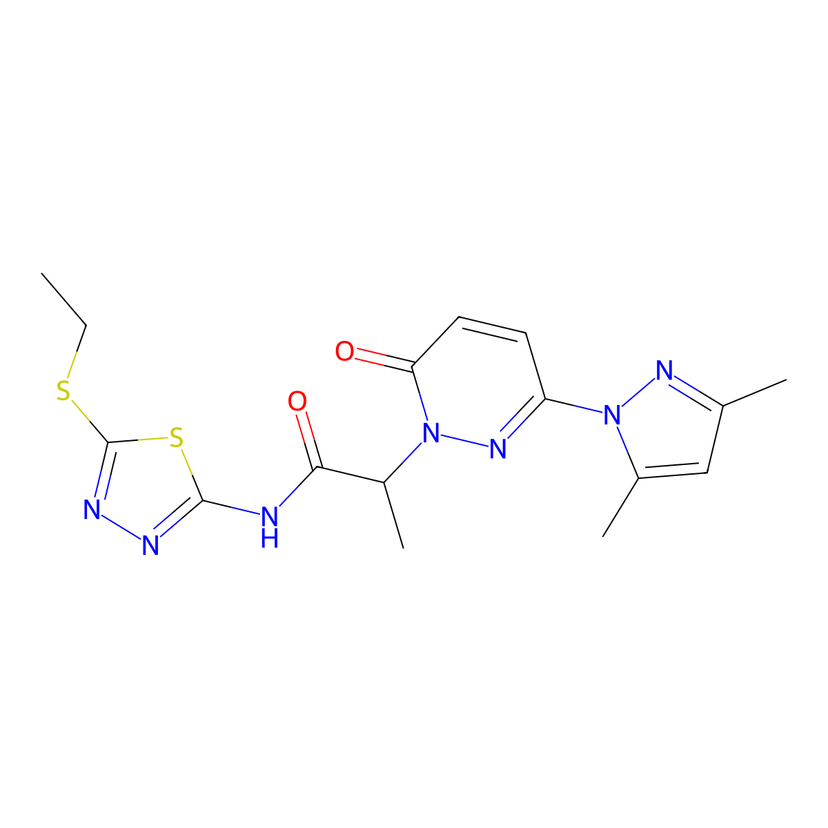 2-(3-(3,5-dimethyl-1H-pyrazol-1-yl)-6-oxopyridazin-1(6H)-yl)-N-(5-(ethylthio)-1,3,4-thiadiazol-2-yl)propanamide molecular structure, CAS 1334369-29-7