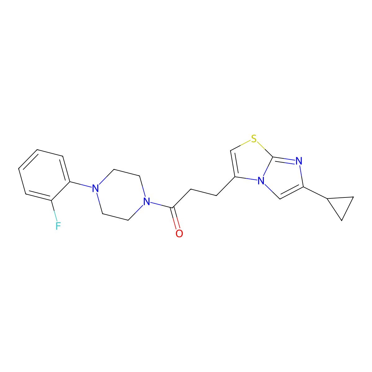 3-(6-Cyclopropylimidazo[2,1-b]thiazol-3-yl)-1-(4-(2-fluorophenyl)piperazin-1-yl)propan-1-one molecular structure, CAS 1334369-34-4