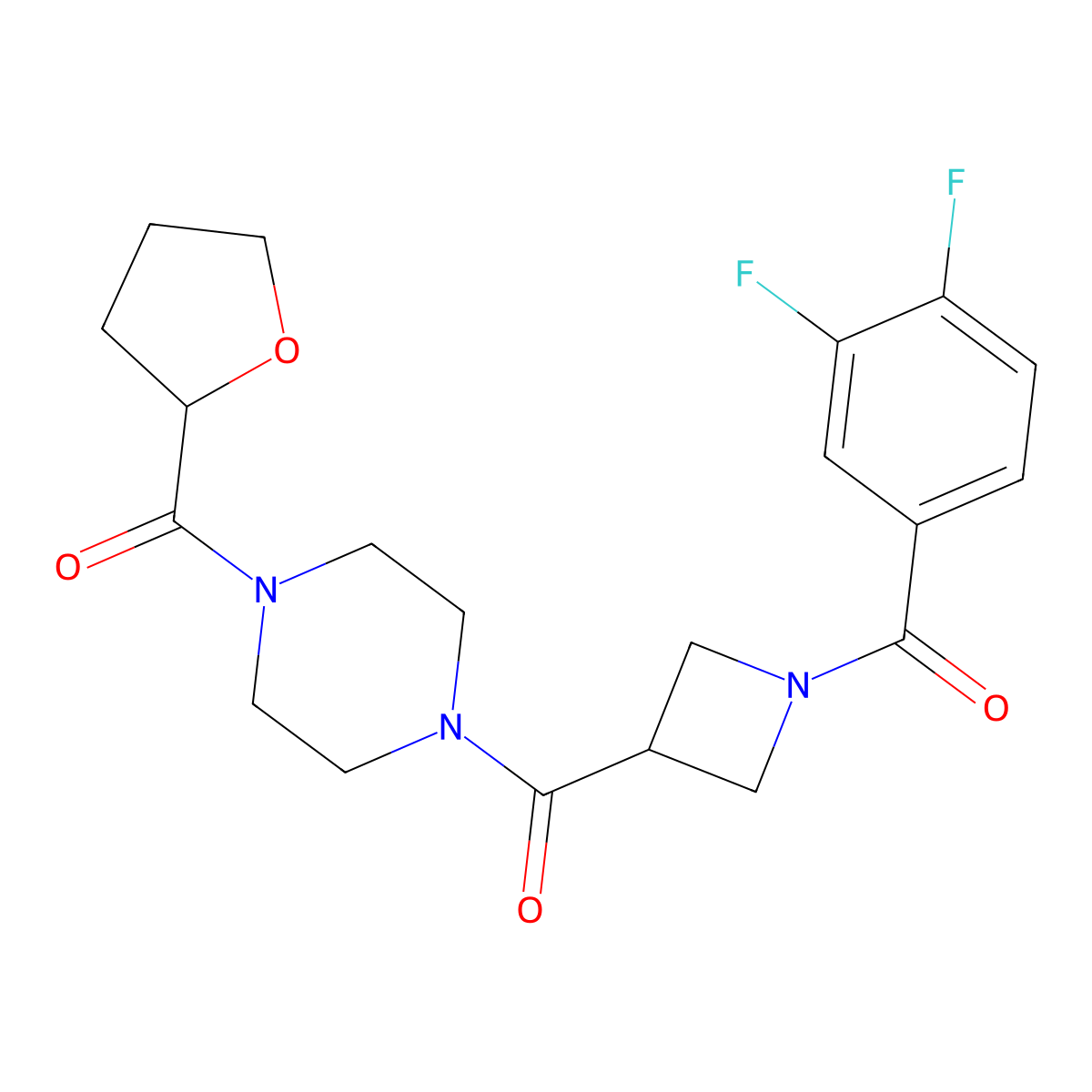 (1-(3,4-Difluorobenzoyl)azetidin-3-yl)(4-(tetrahydrofuran-2-carbonyl)piperazin-1-yl)methanone molecular structure, CAS 1334369-48-0