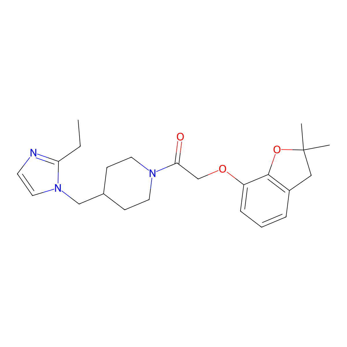 2-((2,2-dimethyl-2,3-dihydrobenzofuran-7-yl)oxy)-1-(4-((2-ethyl-1H-imidazol-1-yl)methyl)piperidin-1-yl)ethanone molecular structure, CAS 1334369-49-1