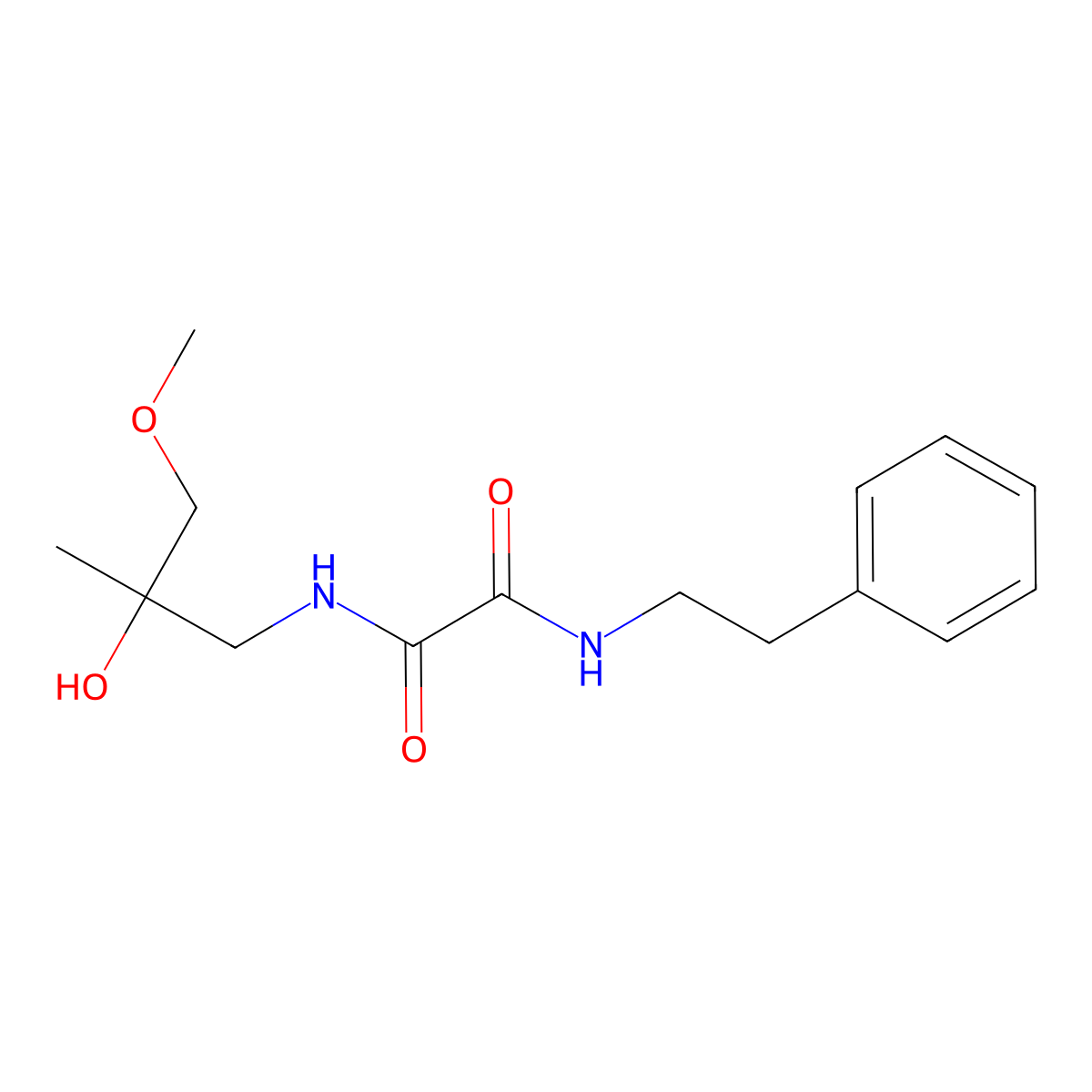 N1-(2-hydroxy-3-methoxy-2-methylpropyl)-N2-phenethyloxalamide molecular structure, CAS 1334369-64-0