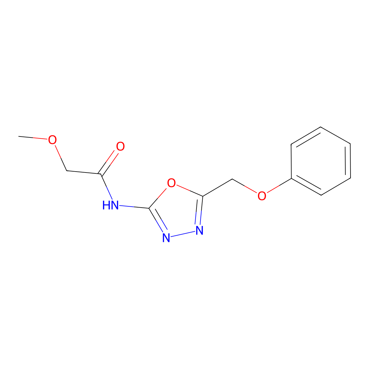 2-methoxy-N-[5-(phenoxymethyl)-1,3,4-oxadiazol-2-yl]acetamide molecular structure, CAS 1334369-67-3