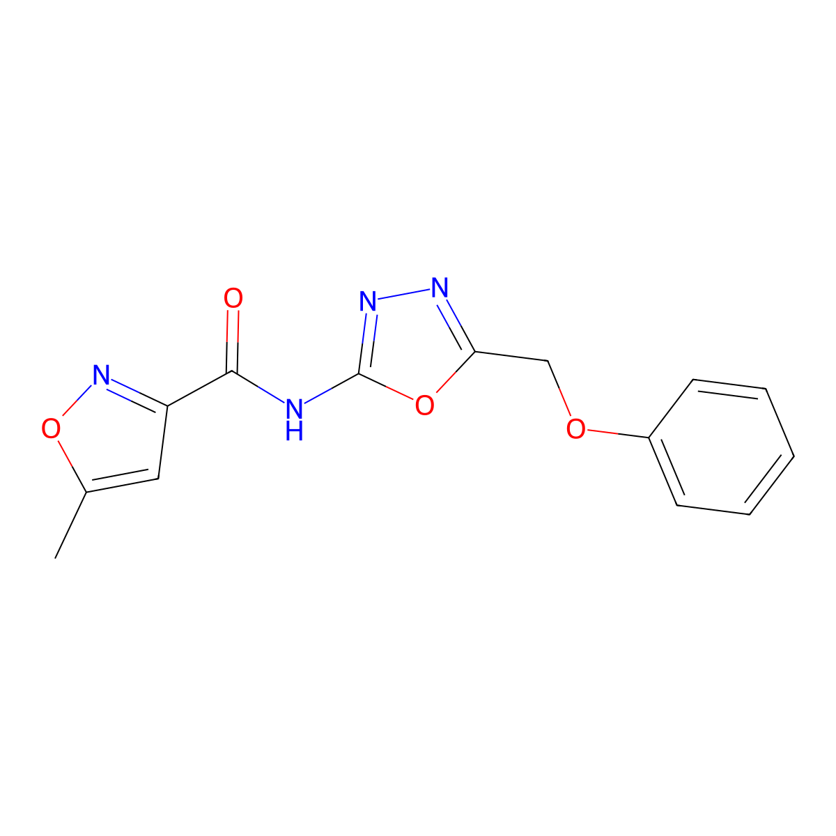 5-methyl-N-(5-(phenoxymethyl)-1,3,4-oxadiazol-2-yl)isoxazole-3-carboxamide molecular structure, CAS 1334369-72-0